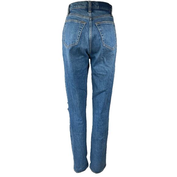 Abercrombie & Fitch Blue Distressed 90s Straight Ultra High Rise Denim Jeans 25 - Picture 3 of 5